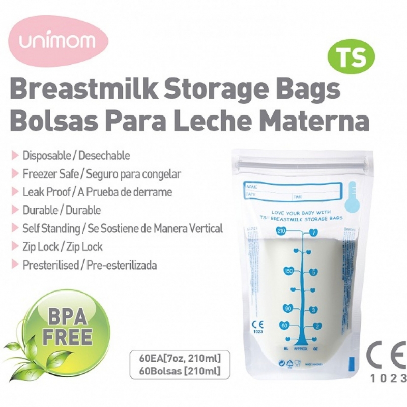 Túi đựng sữa mẹ (trữ sữa mẹ) cảm ứng nhiệt Unimom không có BPA 210ml (10 túi/hộp)