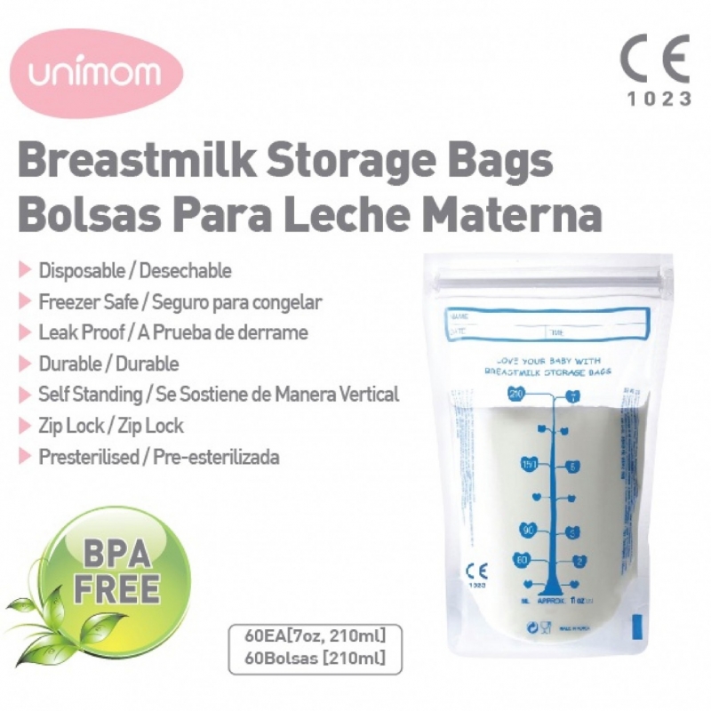 Túi đựng sữa mẹ (trữ sữa mẹ) Unimom tiêu chuẩn Standard không có BPA 210ml (10 túi/hộp)